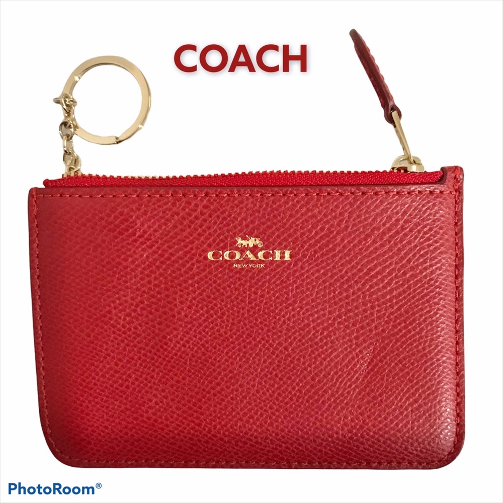 Coach Red Leather Keychain Wallet